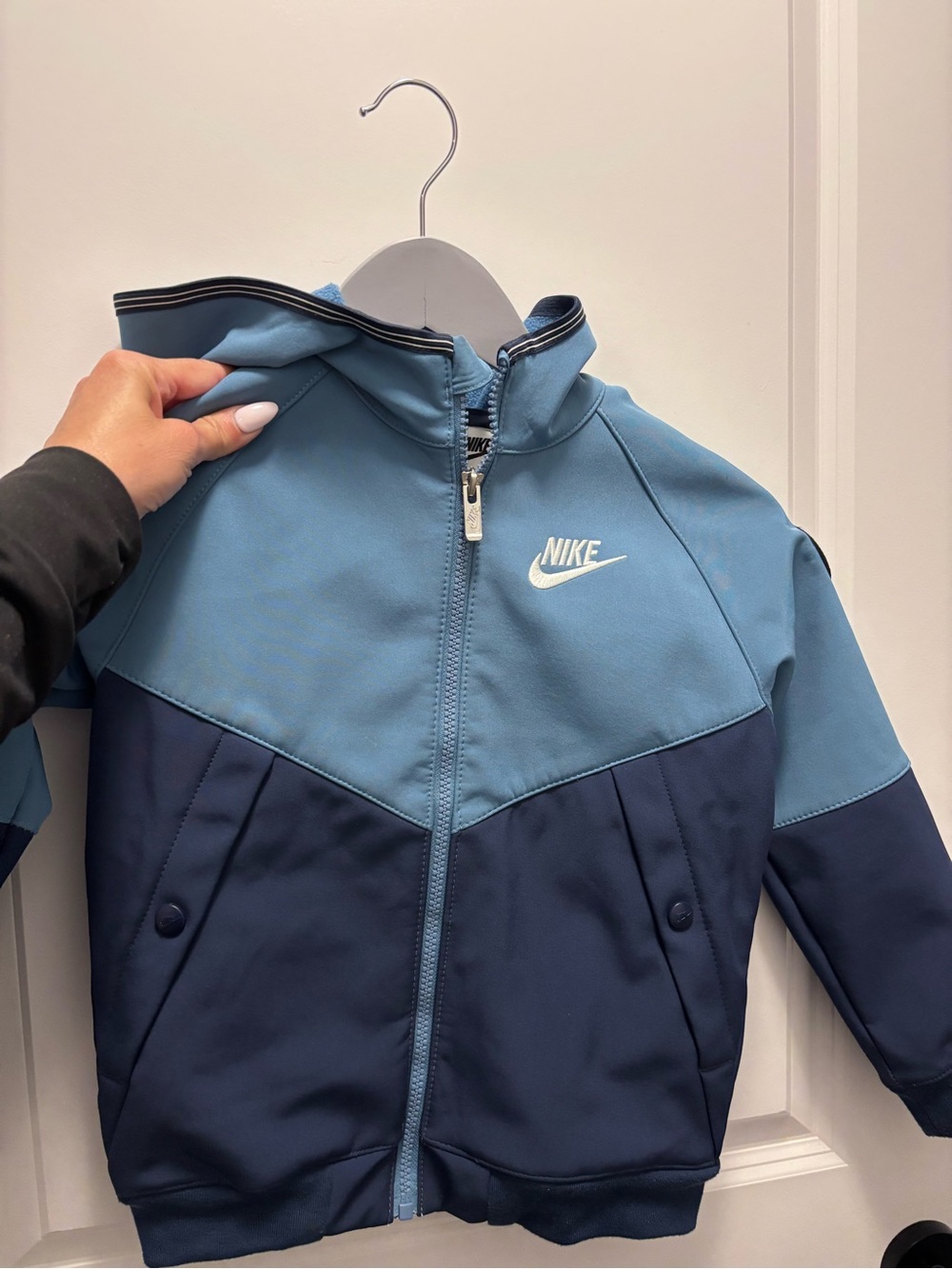 Nike Kids Two-Tone Light Blue and Navy Zip Jacket